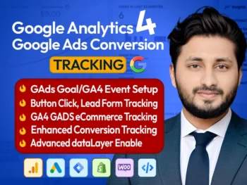 Setup Google Ads Conversion Tracking, GA4 ecommerce tracking, Google Analytics 4 by GTM